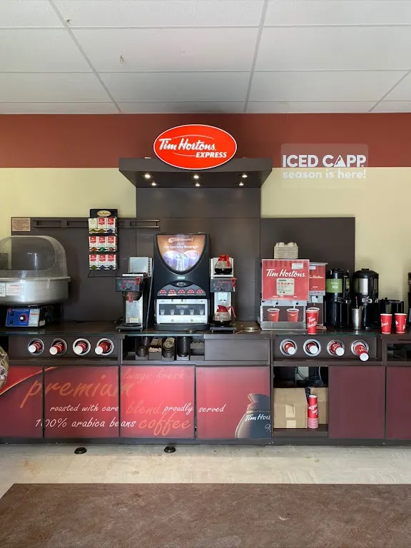 Tim Hortons storefront and interior at St. Theresa Point, St. Theresa Point, MB