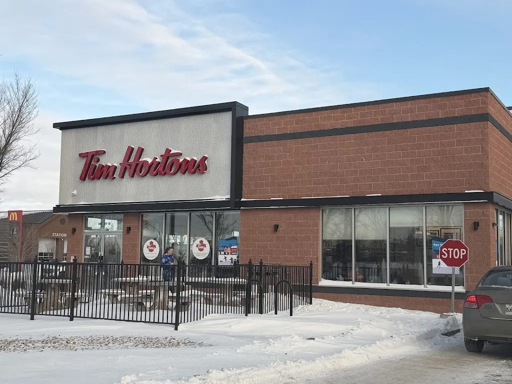 Tim Hortons storefront and interior at 50 Sage Creek Blvd, Winnipeg, MB