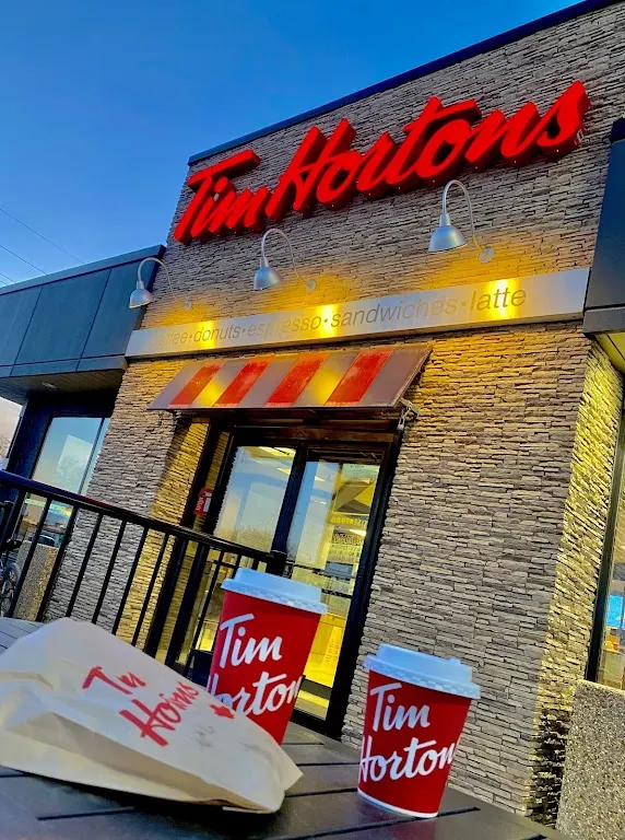 Tim Hortons storefront and interior at 570 Pembina Hwy, Winnipeg, MB