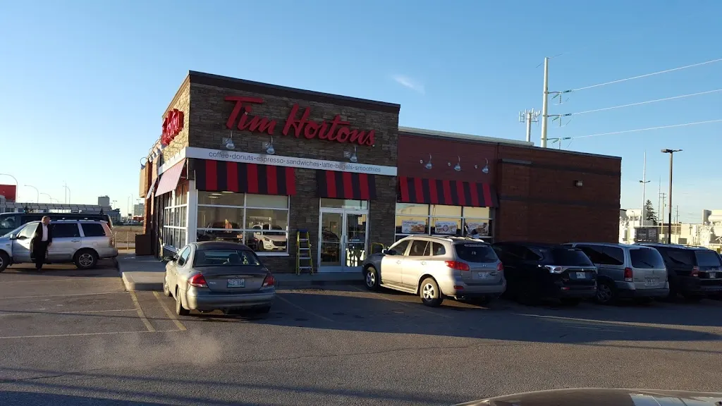 Tim Hortons storefront and interior at 980 St James St, Winnipeg, MB