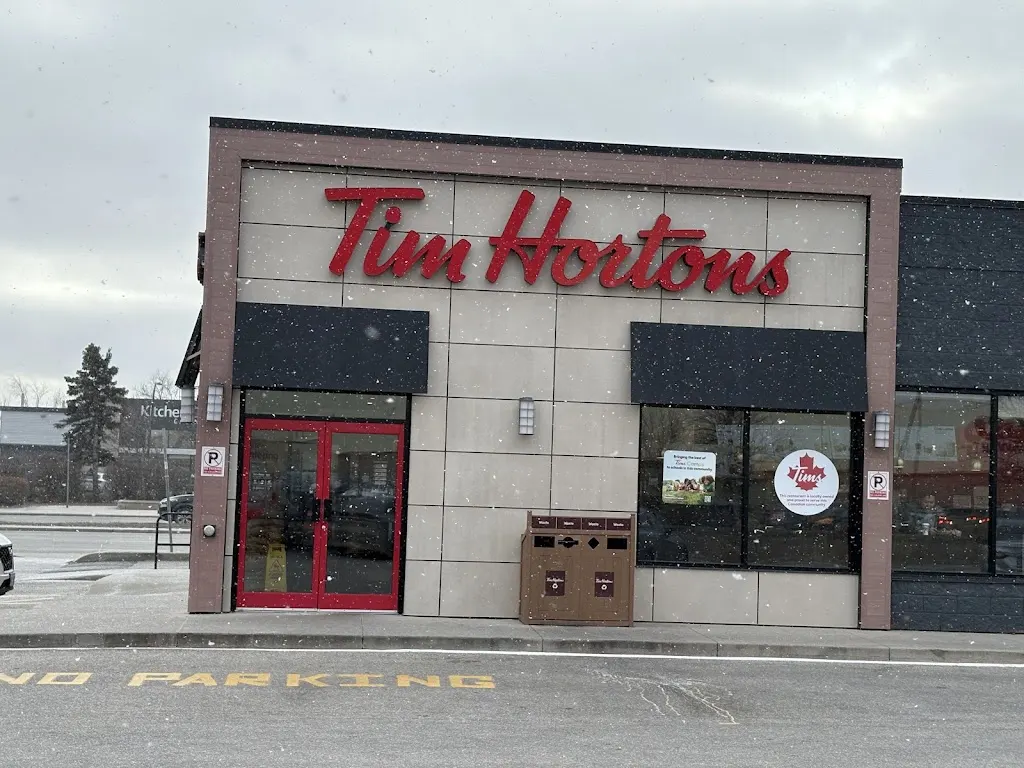 Tim Hortons storefront and interior at 1495 Regent Ave, Winnipeg, MB