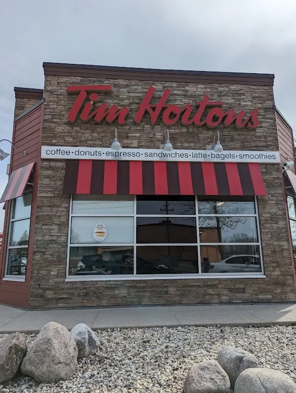 Tim Hortons storefront and interior at 3890 Grant Ave, Winnipeg, MB