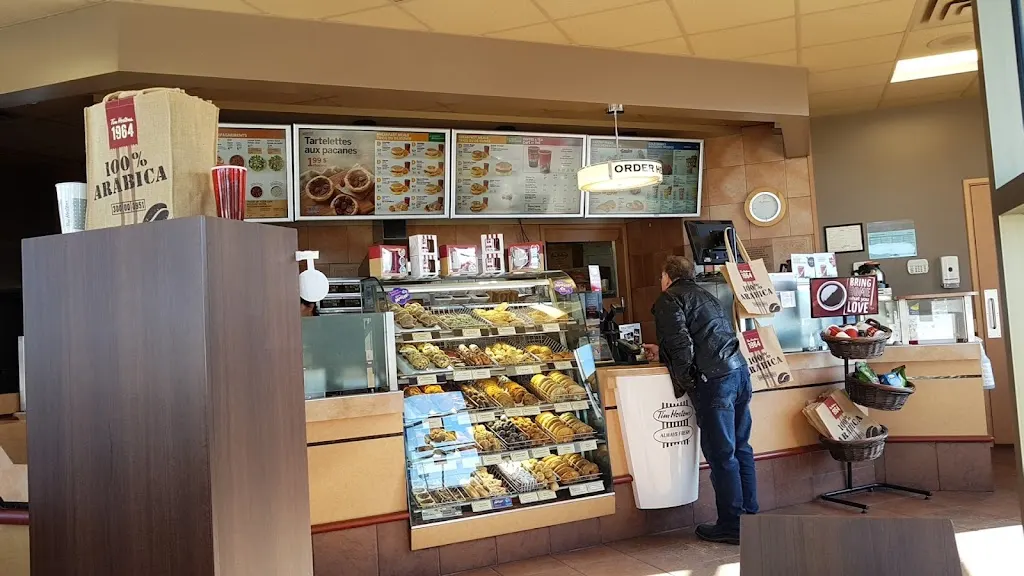 Tim Hortons storefront and interior at 280 Amirault St, Dieppe, NB