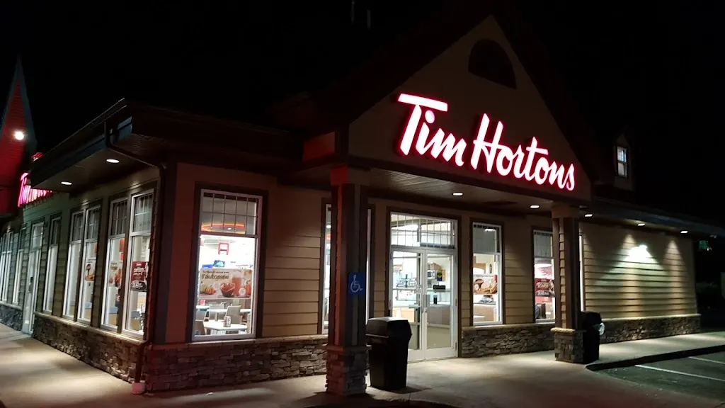 Tim Hortons storefront and interior at 423 Rue Adelard Savoie, Dieppe, NB