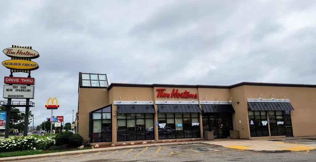 Tim Hortons storefront and interior at 1189 Prospect St, Fredericton, NB