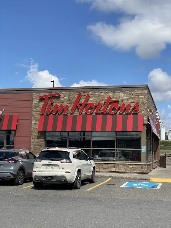 Tim Hortons storefront and interior at 452 Madawaska Rd, Grand Falls, NB