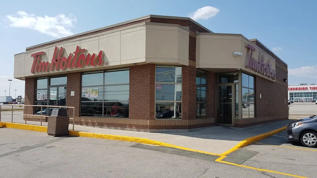 Tim Hortons storefront and interior at 2525 King George Hwy, Miramichi, NB
