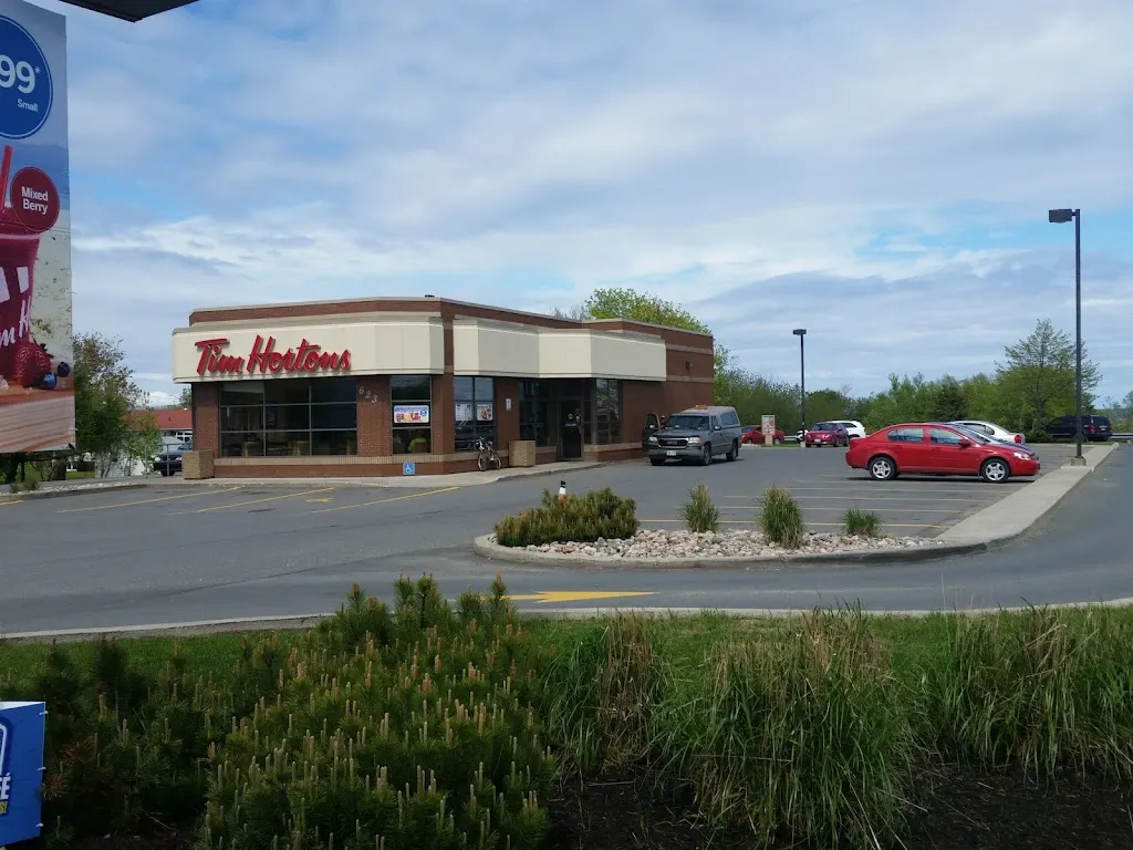 Tim Hortons storefront and interior at 619 Rue Principale, Petit Rocher, NB