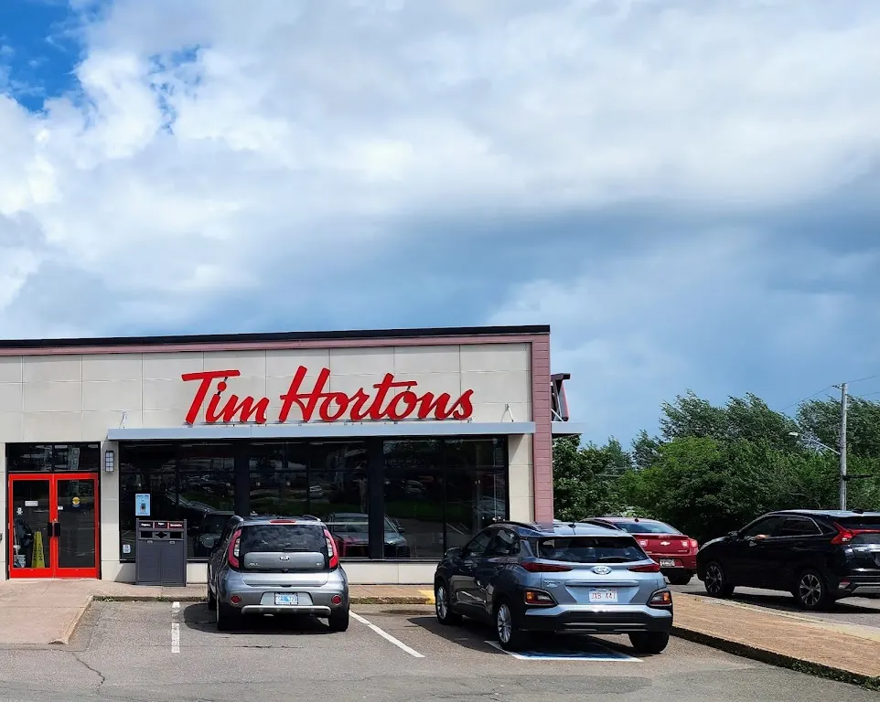 Tim Hortons storefront and interior at 217 Main St, Sackville, NB