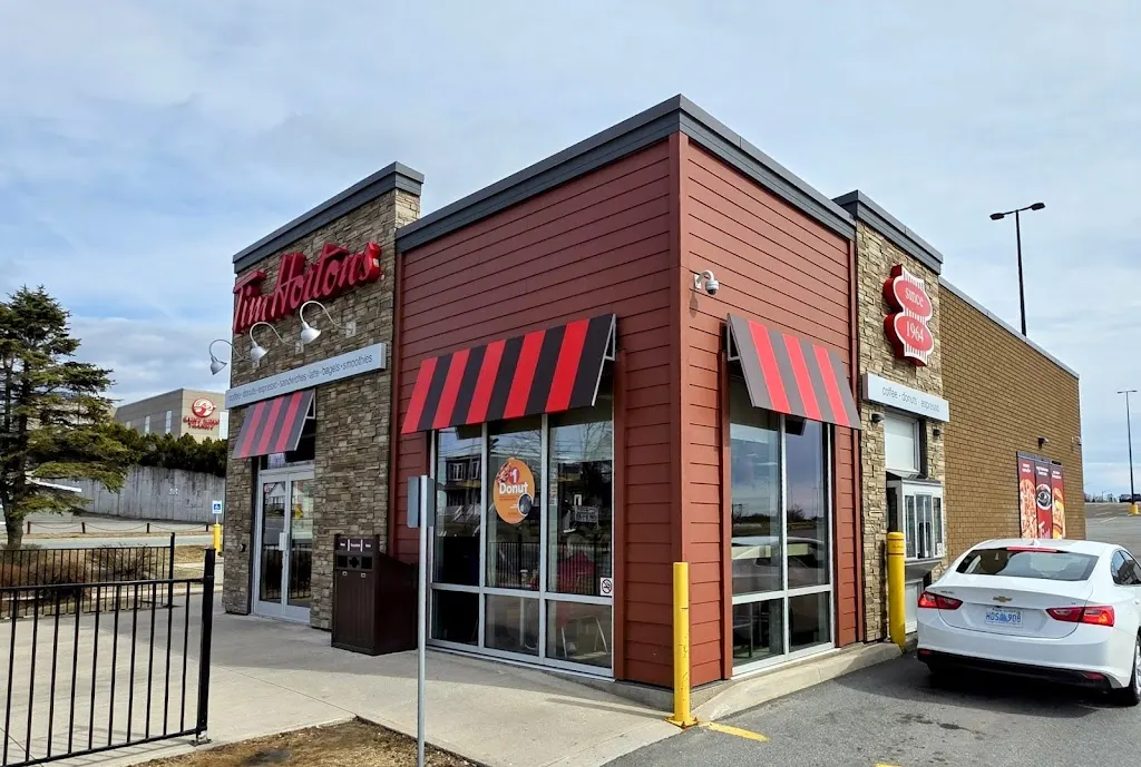 Tim Hortons storefront and interior at 10 Mcdonald St, Saint John, NB