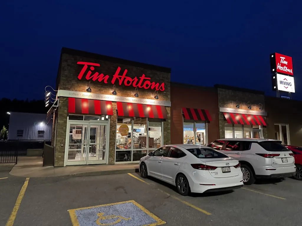 Tim Hortons storefront and interior at 40 Galbraith Place, Saint John, NB