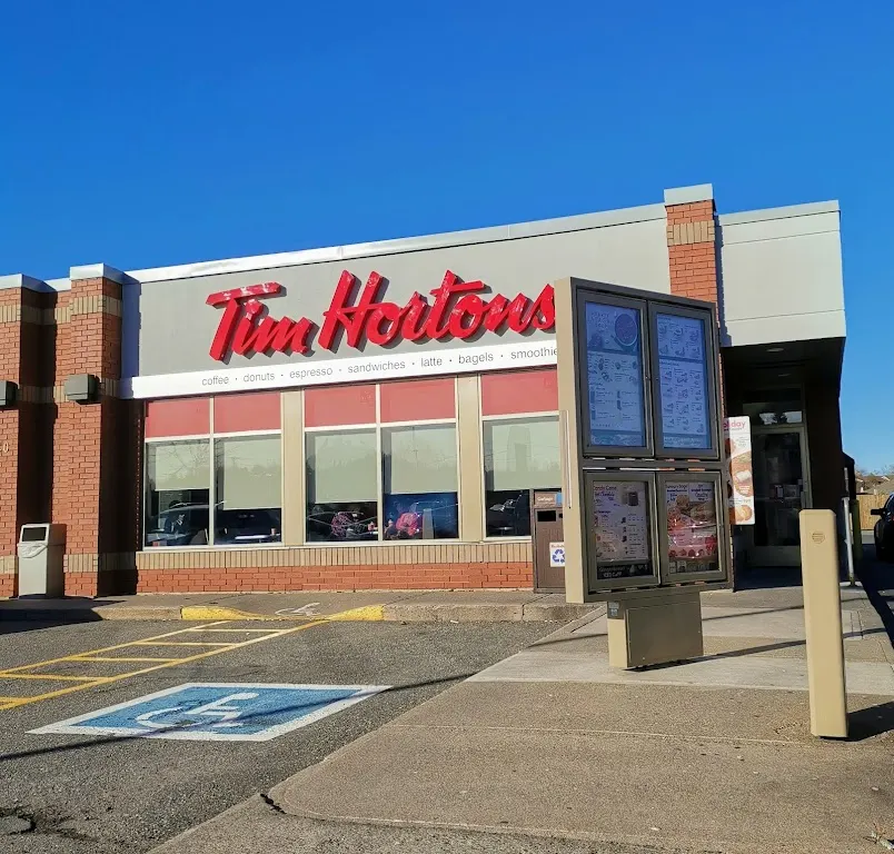 Tim Hortons storefront and interior at 40 University Ave, Saint John, NB