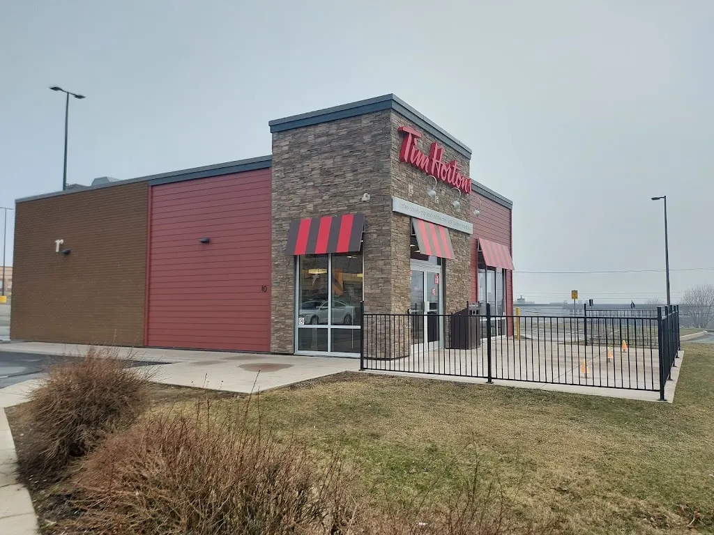 Tim Hortons storefront and interior at 52 King St, Saint John, NB