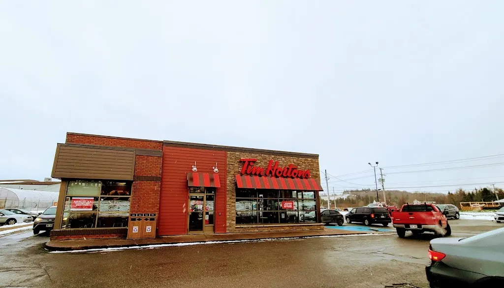 Tim Hortons storefront and interior at 1100 Loch Lomond Rd, Saint John, NB