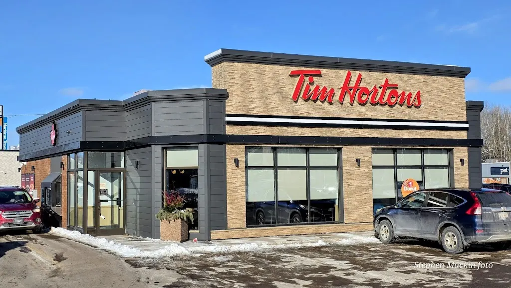 Tim Hortons storefront and interior at 130 Main St, Sussex, NB