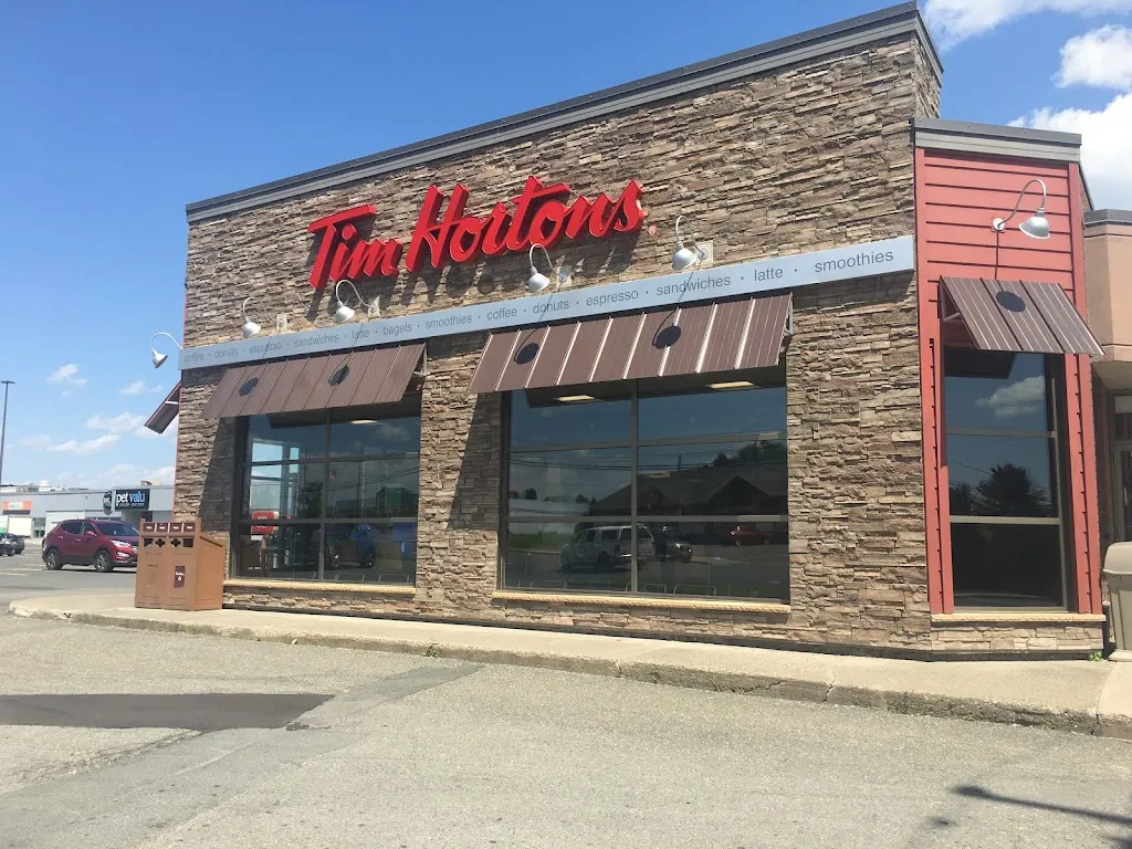 Tim Hortons storefront and interior at 360 Connell St, Woodstock, NB
