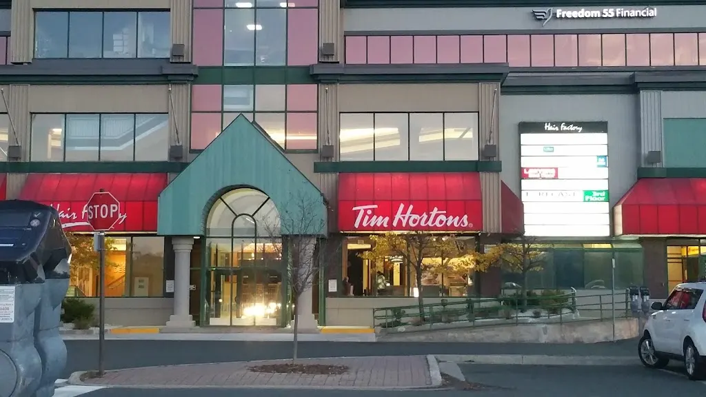 Tim Hortons storefront and interior at 8-10 Rowan Street Churchill Square, St John's, NL