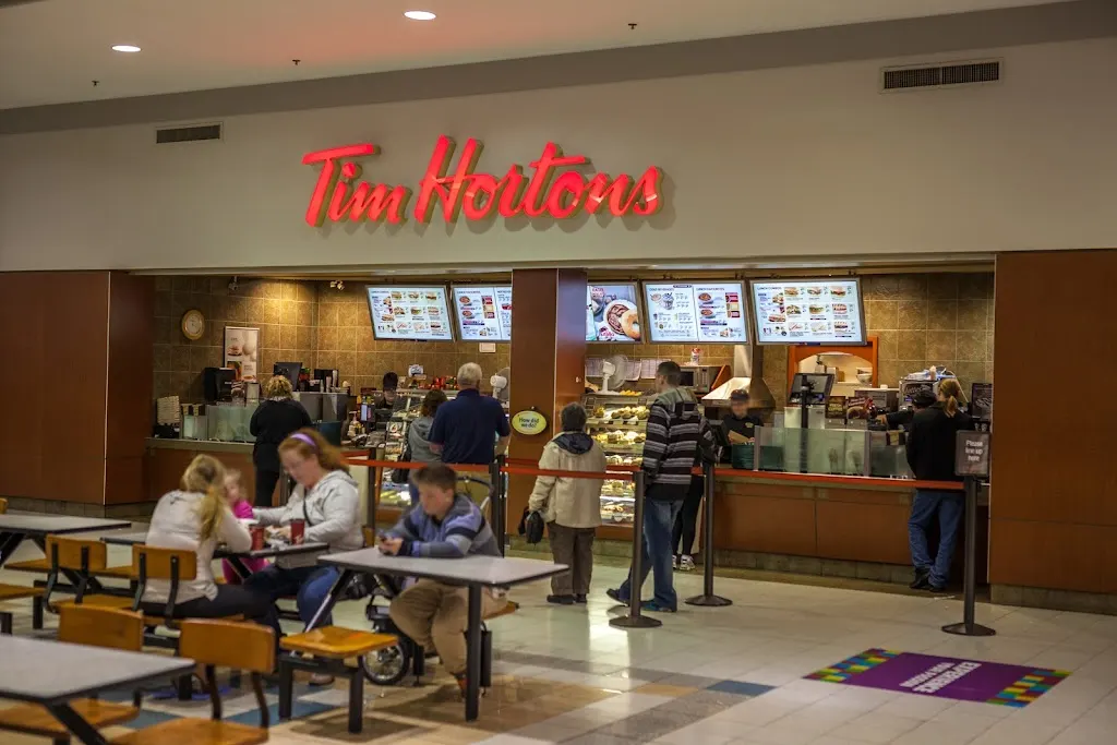 Tim Hortons storefront and interior at 430 Topsail Rd, St John's, NL