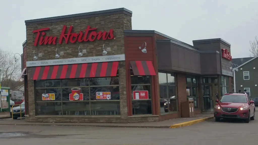 Tim Hortons storefront and interior at 184 Pictou Rd, Bible Hill, NS