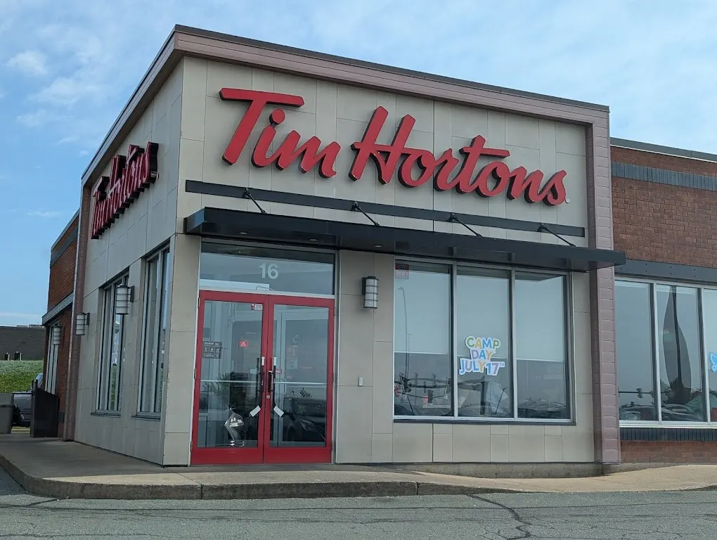 Tim Hortons storefront and interior at 16 Kiltearn Row, Dartmouth, NS