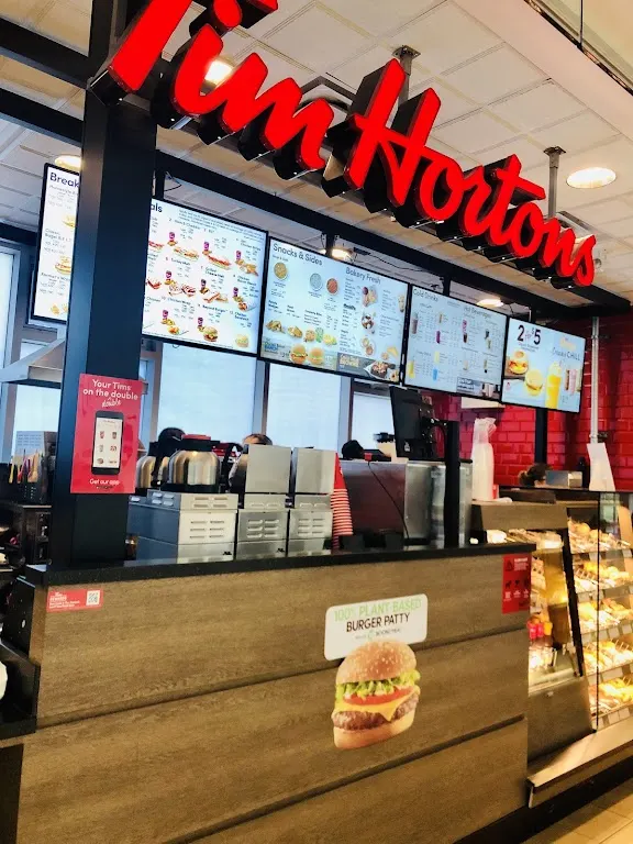 Tim Hortons storefront and interior at 80 Mawiomi Place, Dartmouth, NS