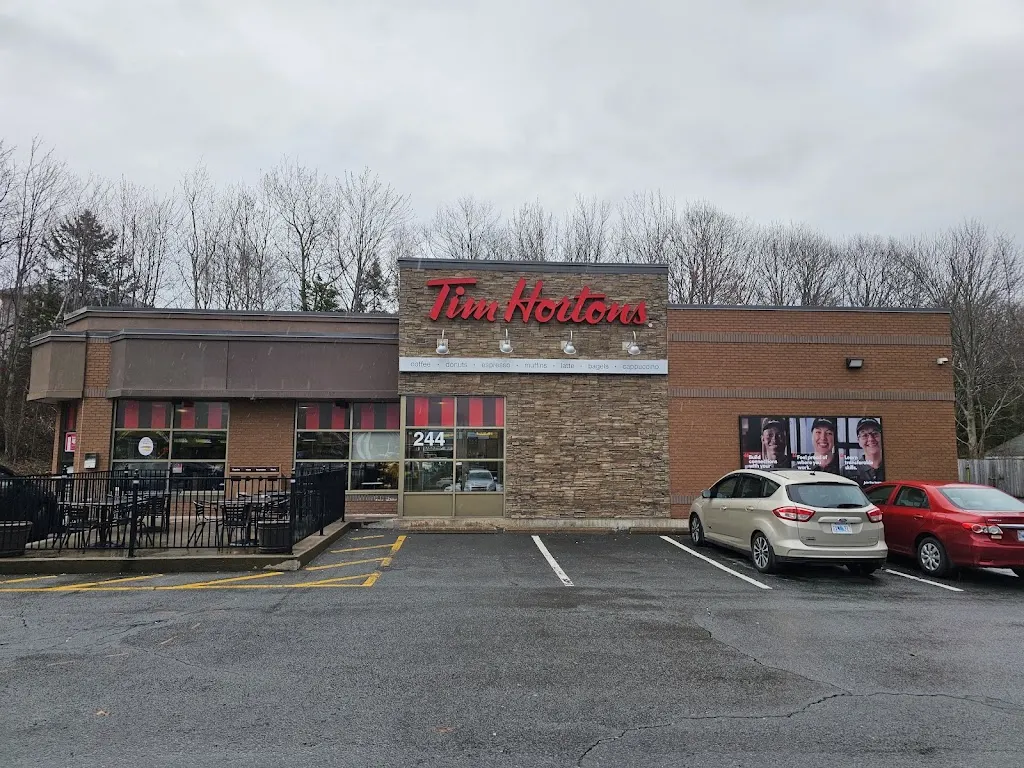 Tim Hortons storefront and interior at 244 Waverley Rd, Dartmouth, NS