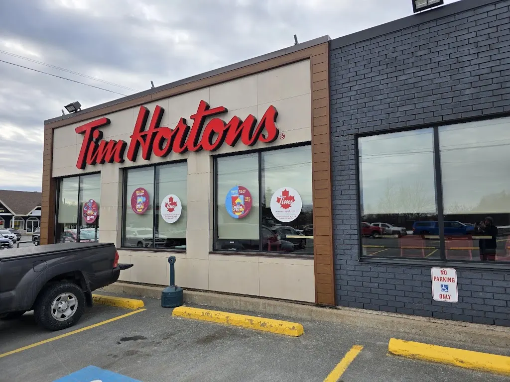 Tim Hortons storefront and interior at 577 Main St, Dartmouth, NS