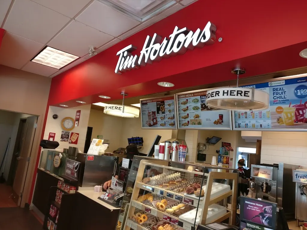 Tim Hortons storefront and interior at 646 Main St, Dartmouth, NS