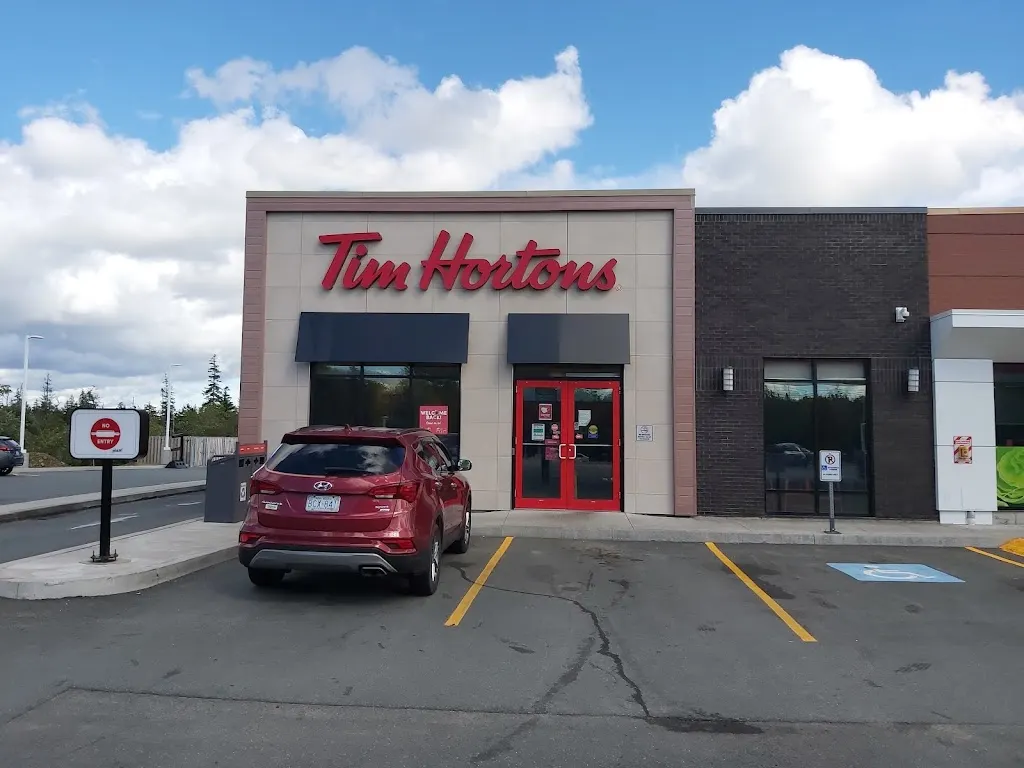 Tim Hortons storefront and interior at 180 Prospect Road, Goodwood, NS