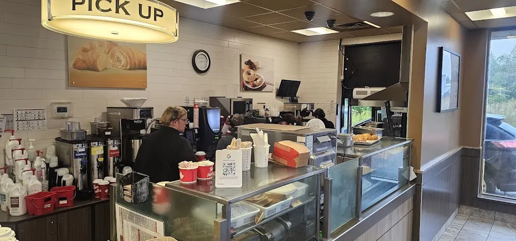 Tim Hortons storefront and interior at 242 Westville Rd, New Glasgow, NS