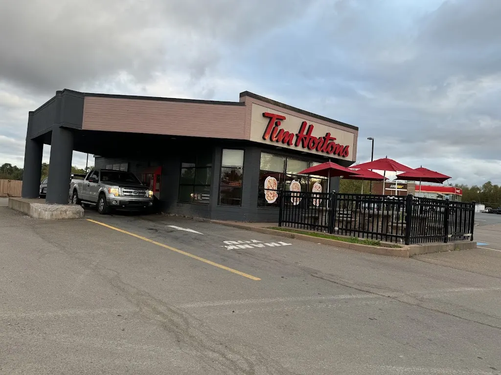 Tim Hortons storefront and interior at 4484 Upper Main St, Oxford, NS