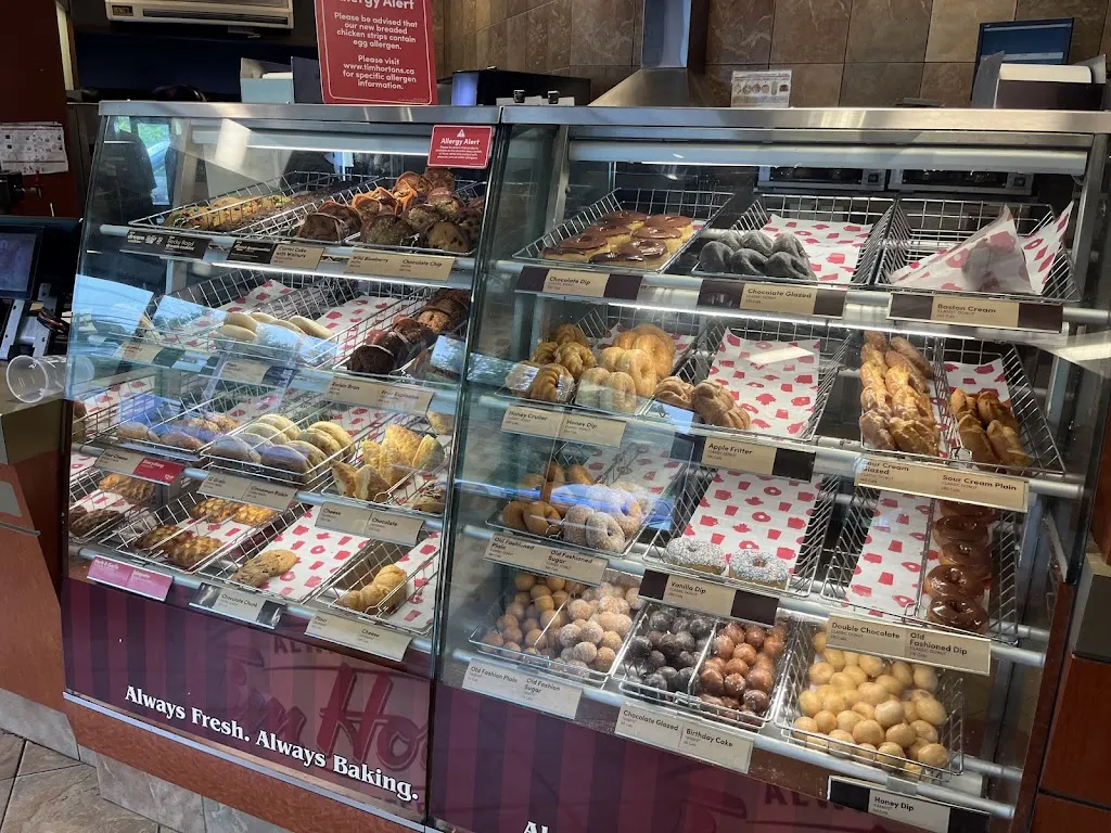 Tim Hortons storefront and interior at 33 Main Street, Trenton, NS