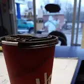 Tim Hortons storefront and interior at 33 Main Street, Trenton, NS