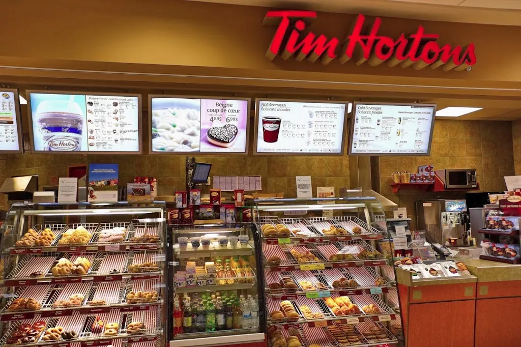 Tim Hortons storefront and interior at 1195 Treaty Trail, Truro, NS