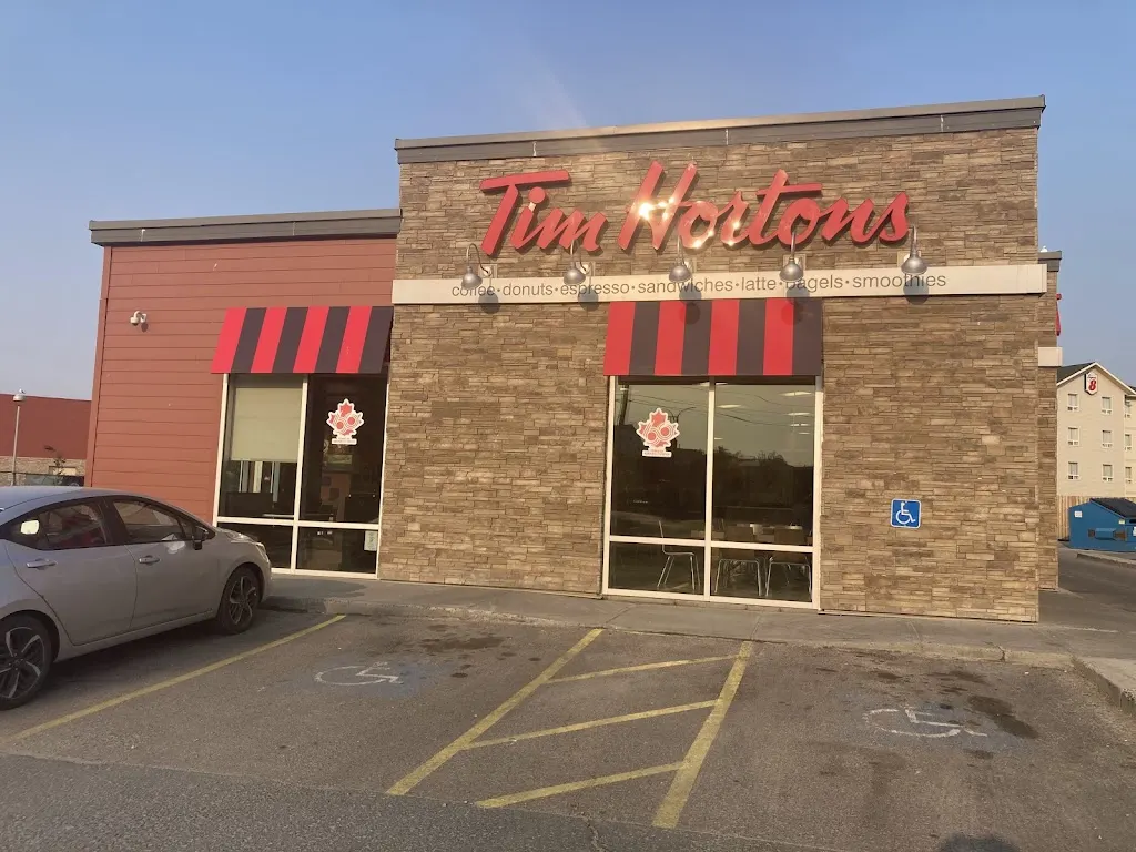Tim Hortons storefront and interior at 309 Old Airport Rd, Yellowknife, NT