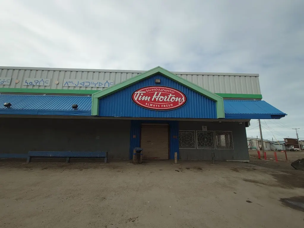 Tim Hortons storefront and interior at 1000 Kangut/inuksugait Plaza, Iqaluit, NU