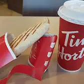 Tim Hortons storefront and interior at 318 Queen St East, Acton, ON