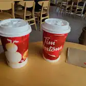 Tim Hortons storefront and interior at 330 Rossland Rd East, Ajax, ON