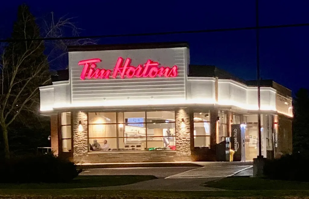 Tim Hortons storefront and interior at 989 Harwood Ave North, Ajax, ON