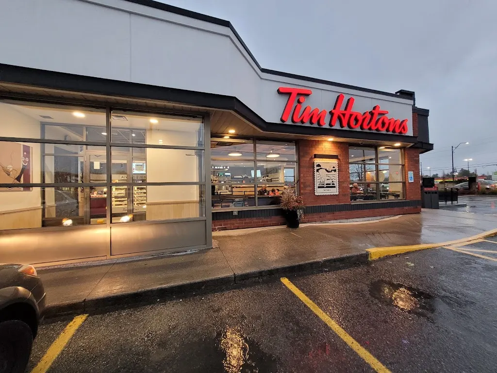 Tim Hortons storefront and interior at 105 Sadler Dr, Almonte, ON
