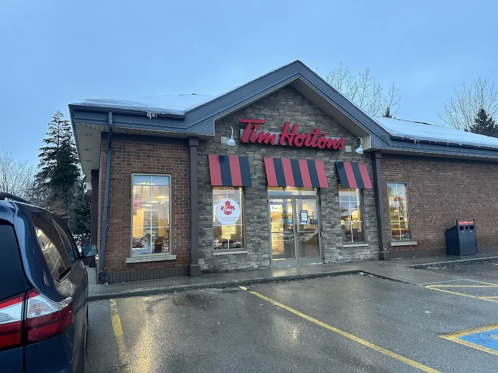 Tim Hortons storefront and interior at 34 Snyders Rd W, Baden, ON