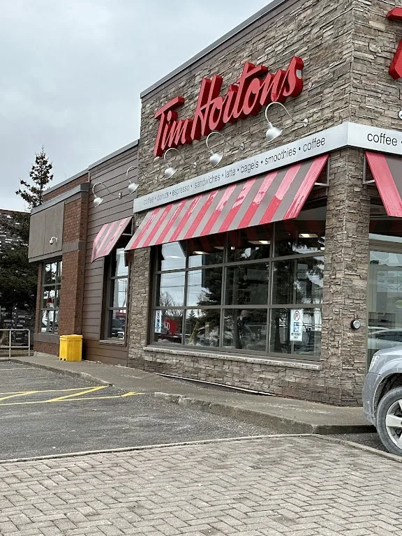Tim Hortons storefront and interior at 109 Mapleview Dr West, Barrie, ON
