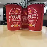Tim Hortons storefront and interior at 353 Duckworth Street, Barrie, ON