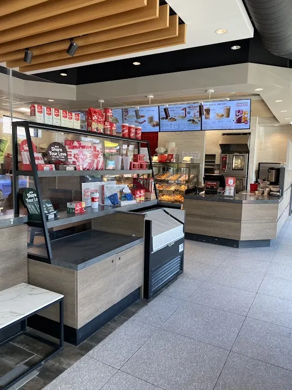 Tim Hortons storefront and interior at 5 Patterson Street North, Beeton, ON
