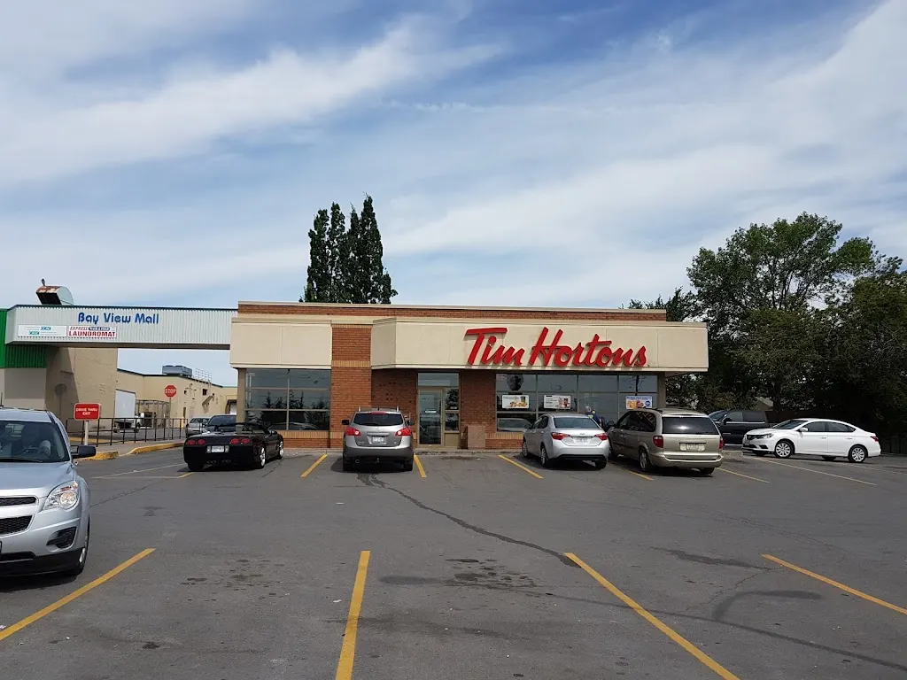 Tim Hortons storefront and interior at 470 Dundas St East, Belleville, ON