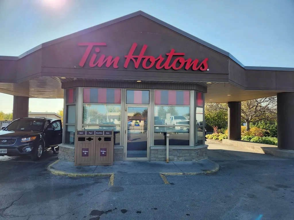 Tim Hortons storefront and interior at 6521 Hwy 62 North, Belleville, ON