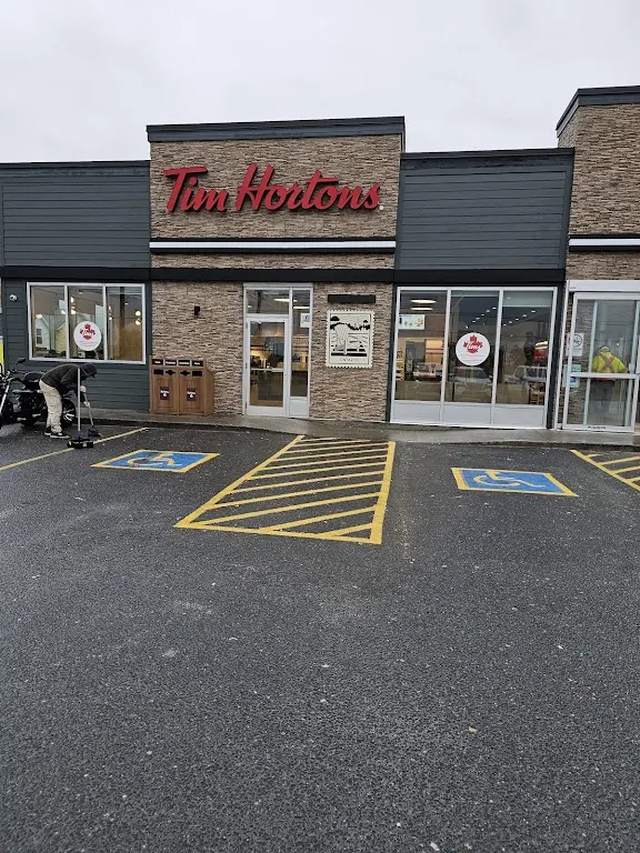 Tim Hortons storefront and interior at 43 Causley St, Blind River, ON