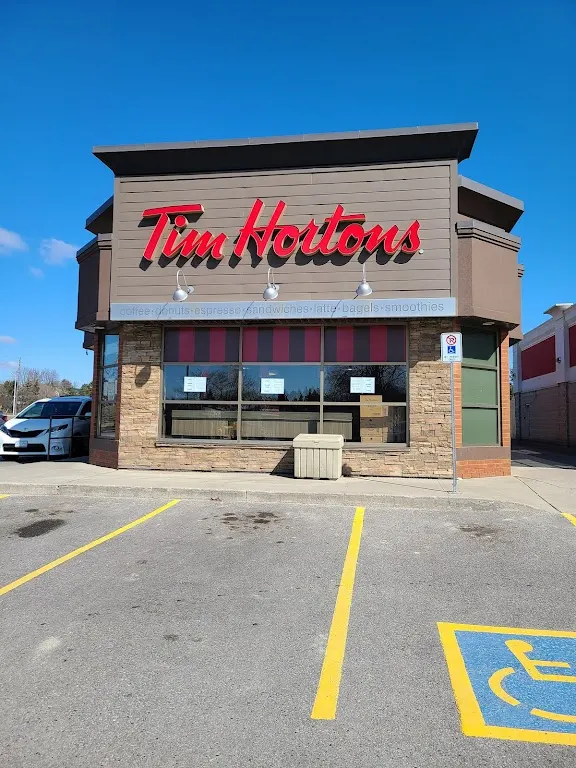 Tim Hortons storefront and interior at 2100 Bovaird Dr East, Brampton, ON
