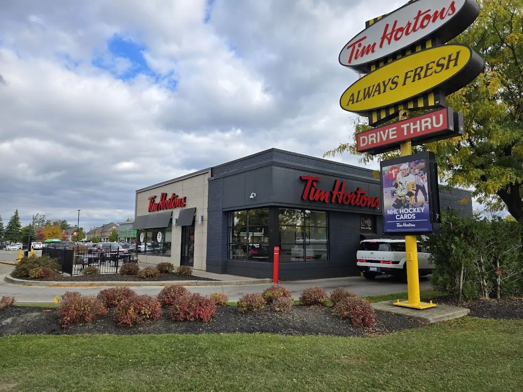 Tim Hortons storefront and interior at 11947-11975 Hurontario St, Brampton, ON