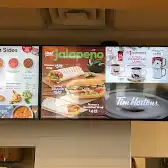 Tim Hortons storefront and interior at 360 Conklin Rd, Brantford, ON